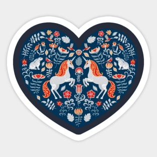 Heart with Unicorns Sticker